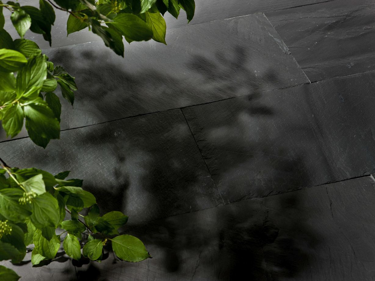 Płytki łupkowe Black Rustic i naturalne gałązki