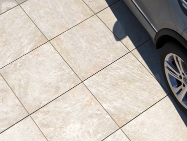 Widok z góry na płyty imitujące kamień Classic Beige o grubości 3 cm z automatycznym przycięciem