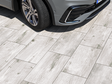 Płyty imitujące drewno Grey Oak 3 cm, widok z góry z nacięciem Auto