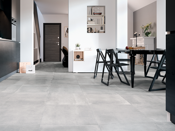 Kuchnia z płytkami imitującymi beton Pure Clay