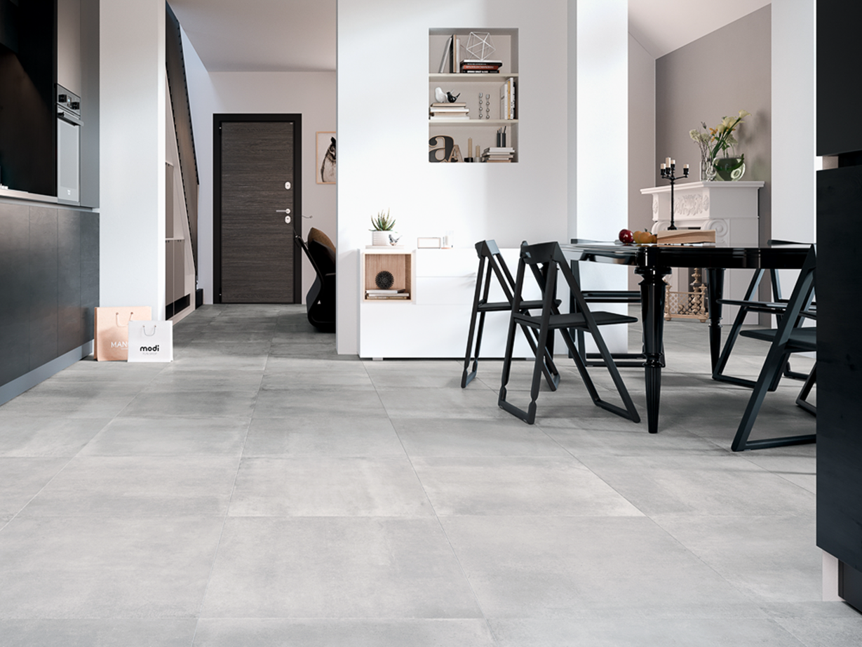 Kuchnia z płytkami imitującymi beton Pure Clay