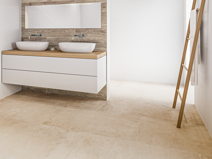 Łazienka w kolorze Urban Beige w połączeniu z Country Oak