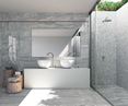 Łazienka wyłożona płytkami z gresu porcelanowego Dolomit Silver